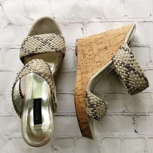 [WHBM] “Jamaica” braided wedge slide sandals 8M